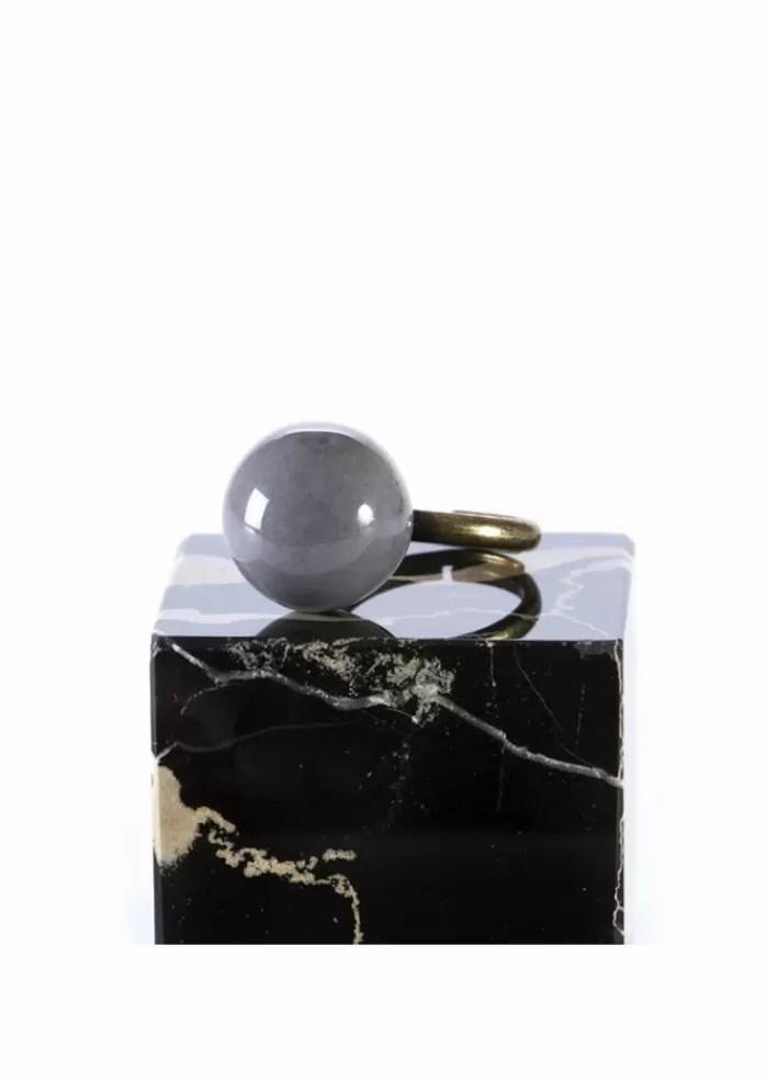 Best Sale Accessori Donna Anello Artigianale Con Biglia Grigio Fumo Anelli