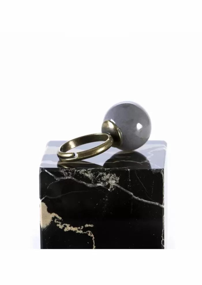 Best Sale Accessori Donna Anello Artigianale Con Biglia Grigio Fumo Anelli