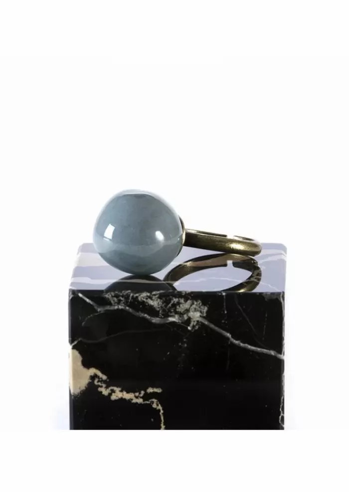 Best Sale Accessori Donna Anello Fatto A Mano / Biglia Di Ceramica Blu Anelli