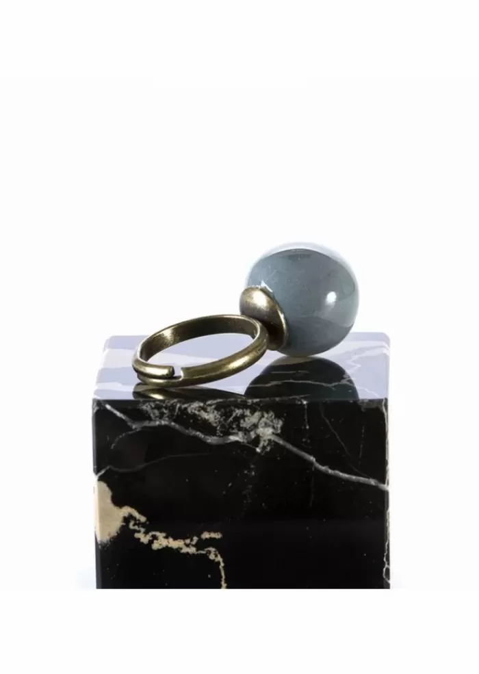 Best Sale Accessori Donna Anello Fatto A Mano / Biglia Di Ceramica Blu Anelli