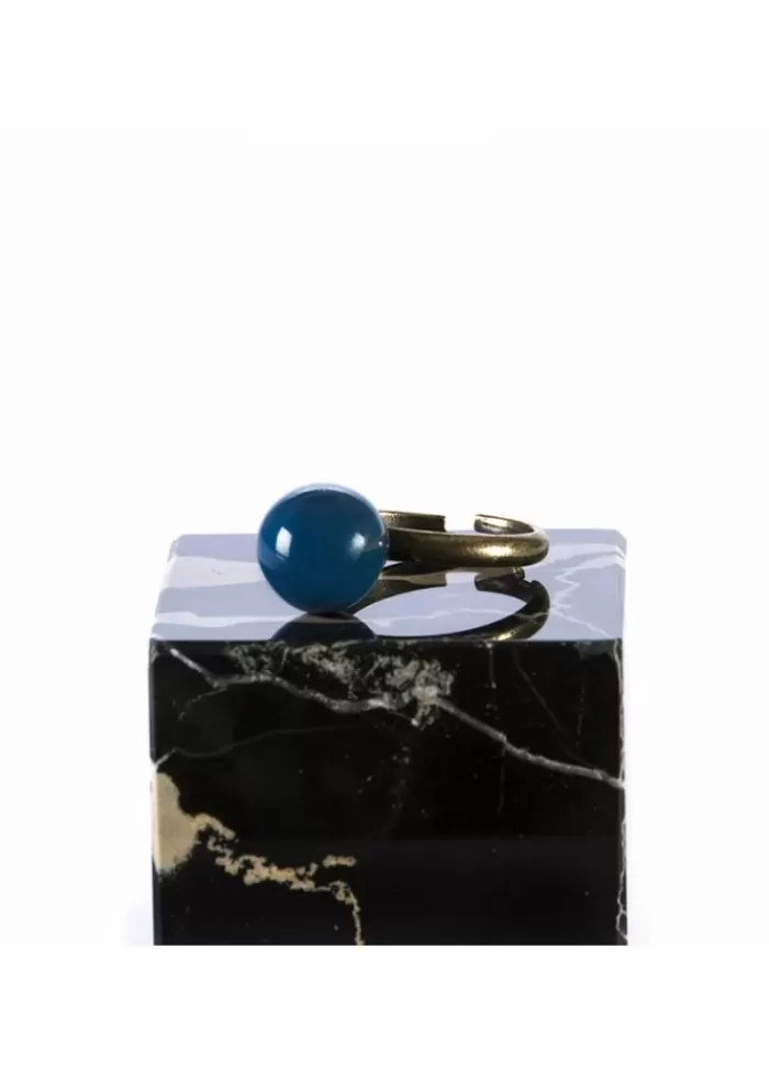 Sale Accessori Donna Anello Fatto A Mano / Biglia In Ceramica Blu Anelli