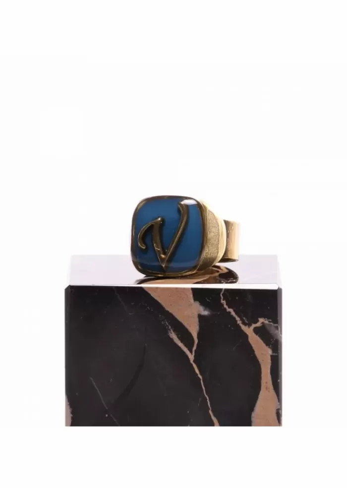 Best Anello Donna | Lettera V Blu Anelli