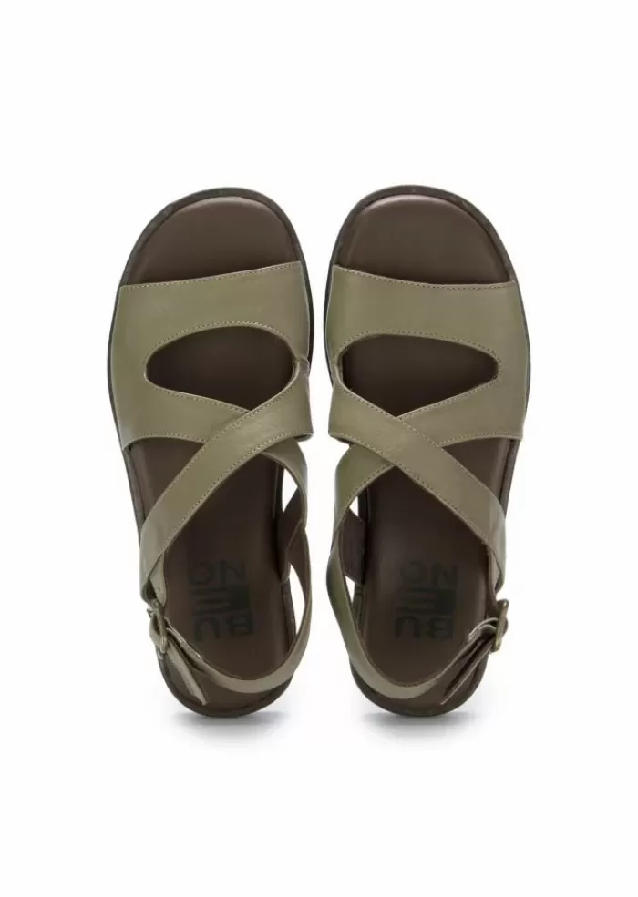 Cheap | Sandali Incrociati Pelle Verde Militare Sandali