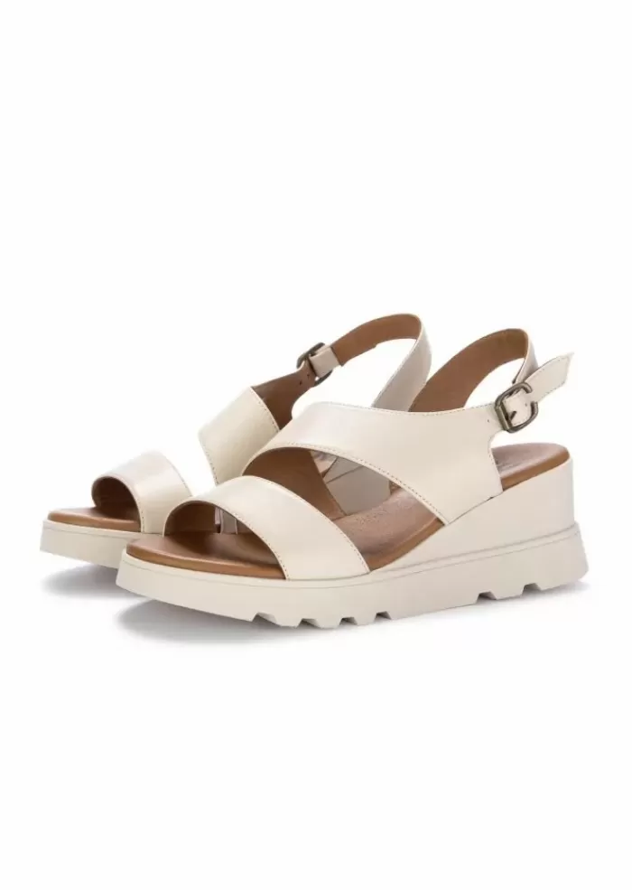 Flash Sale | Sandali Zeppa Pelle Beige Sandali