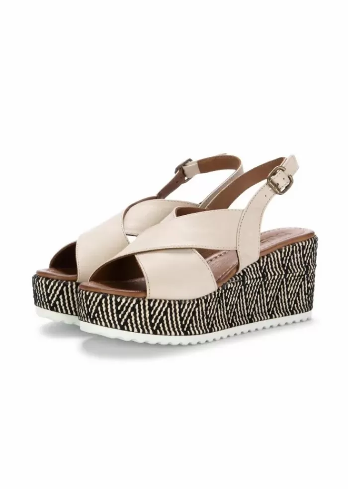 Clearance | Sandali Zeppa Pelle Zebra Beige Sandali