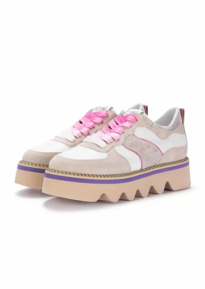 New | Sneakers Cipria Pelle Rosa Bianco Sneakers