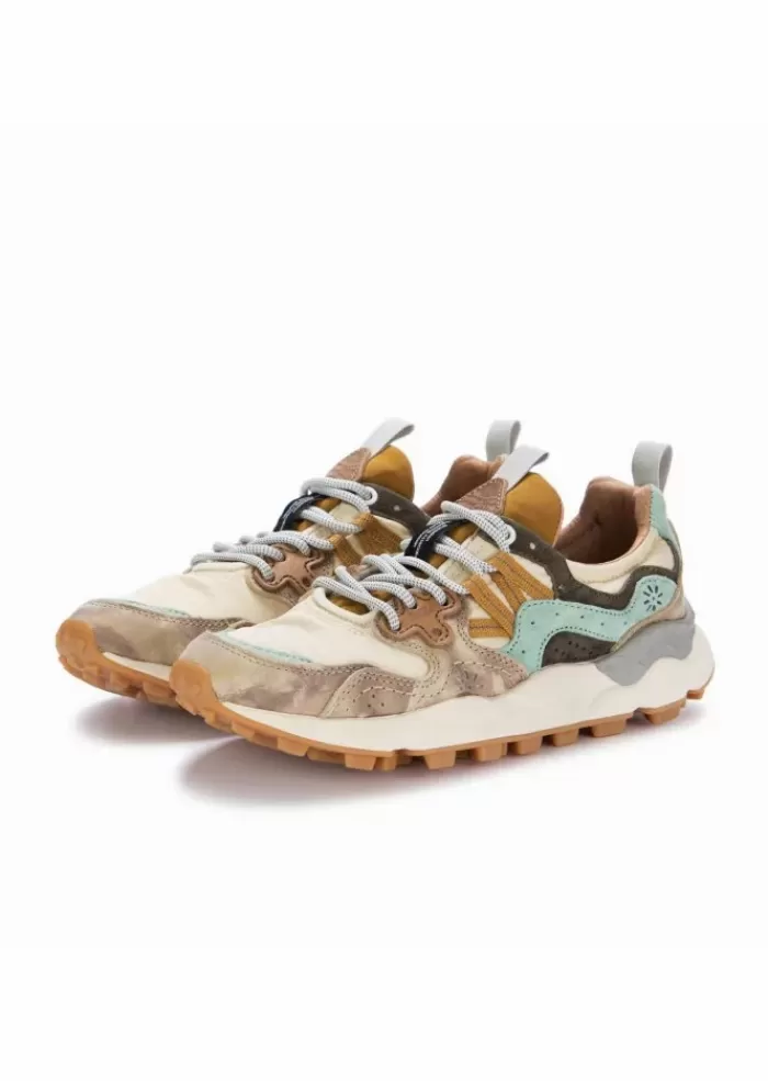 Shop | Sneakers Yamano 3 Pelle Beige Azzurro Stivali