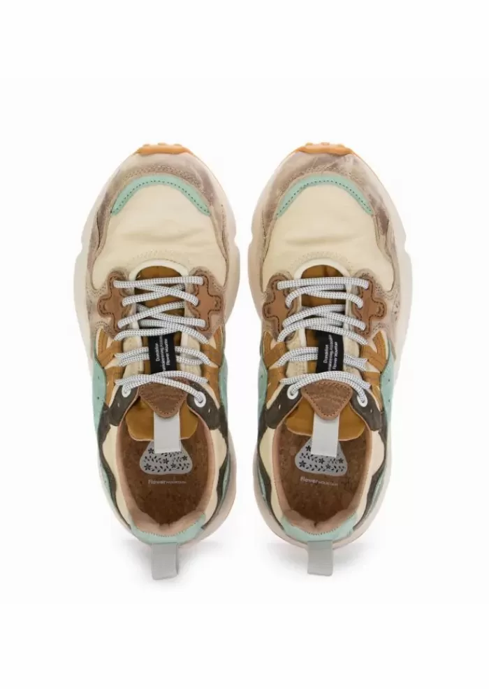 Shop | Sneakers Yamano 3 Pelle Beige Azzurro Stivali