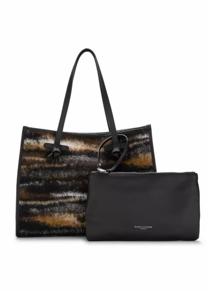 Outlet | Borsa A Spalla Jacquard Marcella Marrone Nero Borse A Spalla