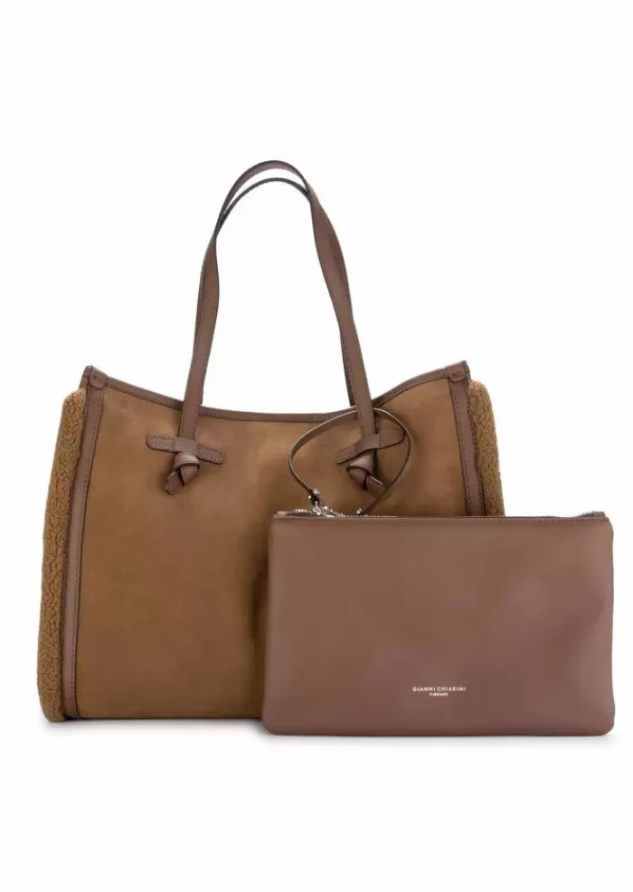 New | Shopper Marcella Camoscio Marrone Borse A Spalla