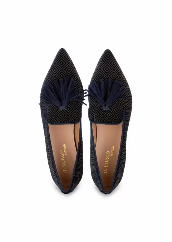 Hot | Scarpe Basse Letizia Velluto Blu Marrone Scarpe Basse