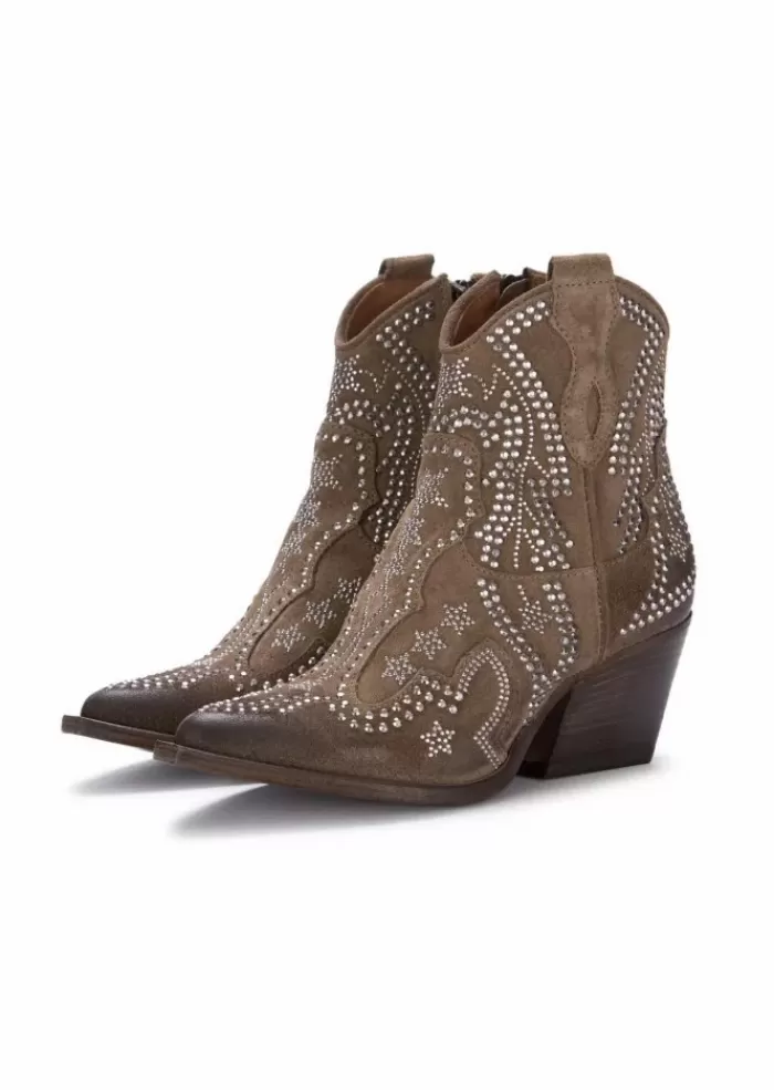 Flash Sale | Stivaletti Western Camoscio Strass Marrone Stivali