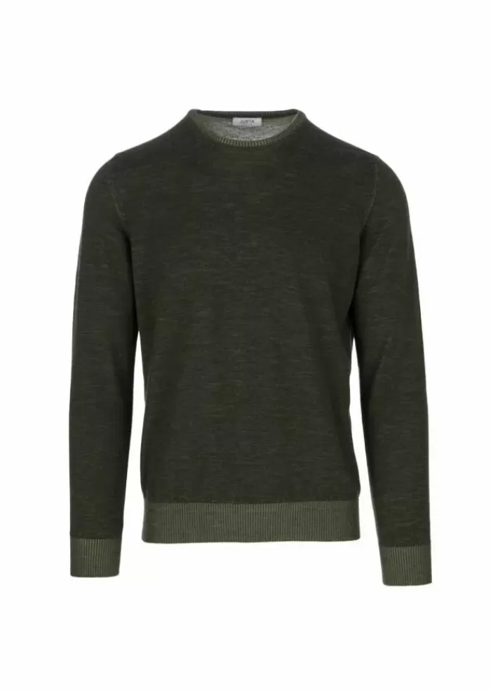 Fashion | Maglione Girocollo Lana Merino Verde Maglieria