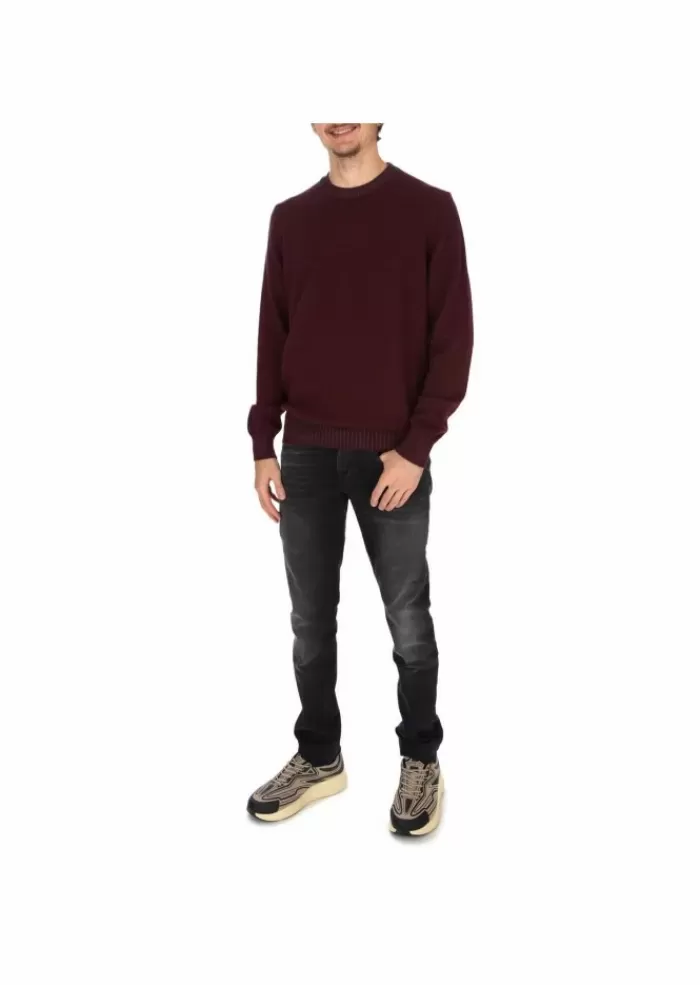 Clearance | Maglione Gova Lana Merino Bordeaux Maglieria