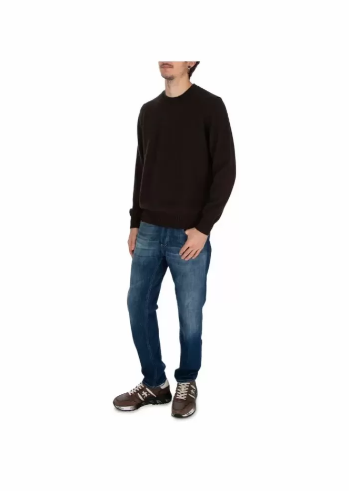 Shop | Maglione Gova Lana Merino Marrone Scuro Maglieria