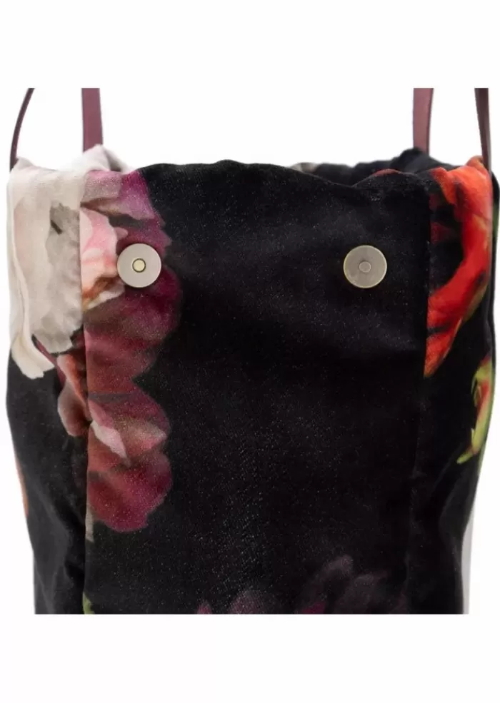 Outlet | Borsa Shopper Olanda Fiori Multicolor Nero Borse A Spalla