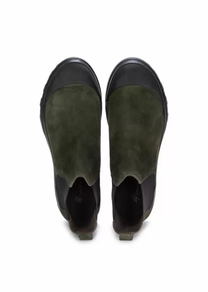 Cheap | Chelsea Foresta Camoscio Verde Nero Stivali