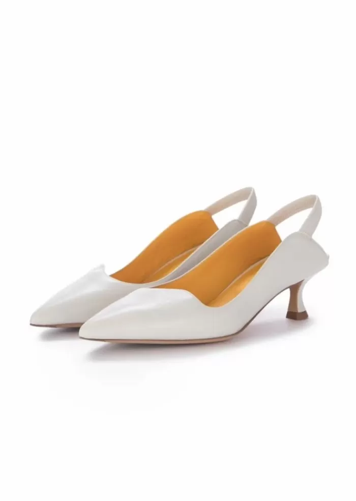 Discount | Slingback Tacco Naomi Cotton Bianco Sandali