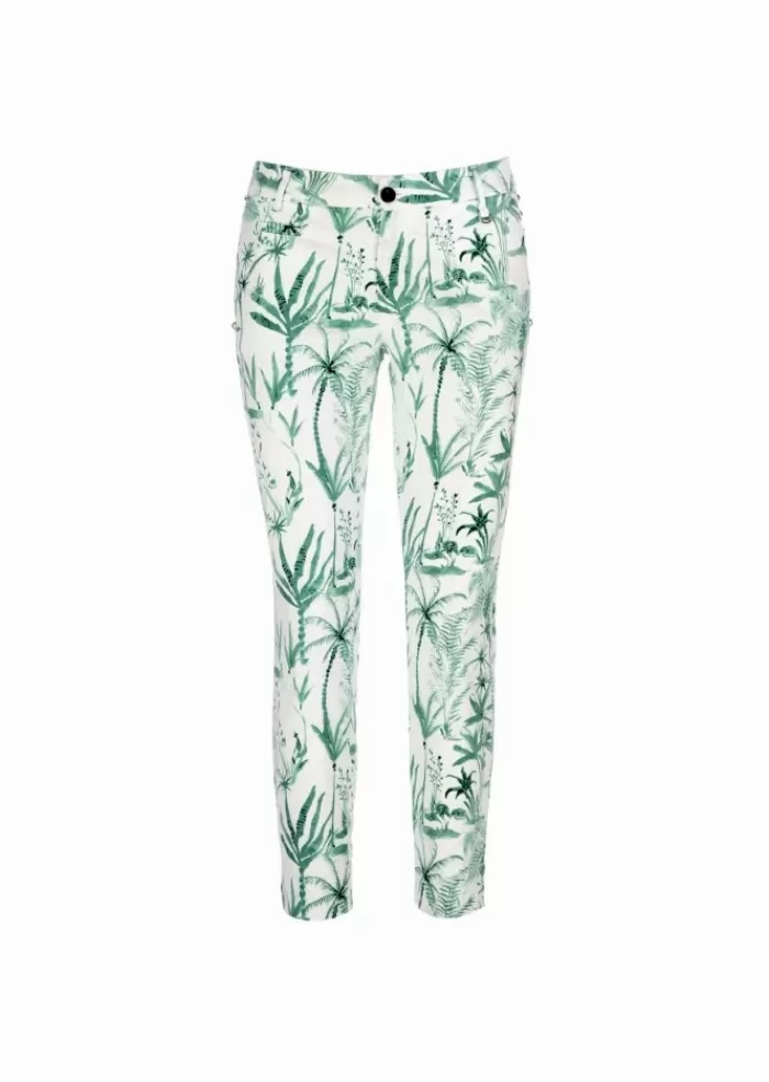 Clearance Mason'S | Pantaloni Jaqueline Capri Bianco Verde Pantaloni