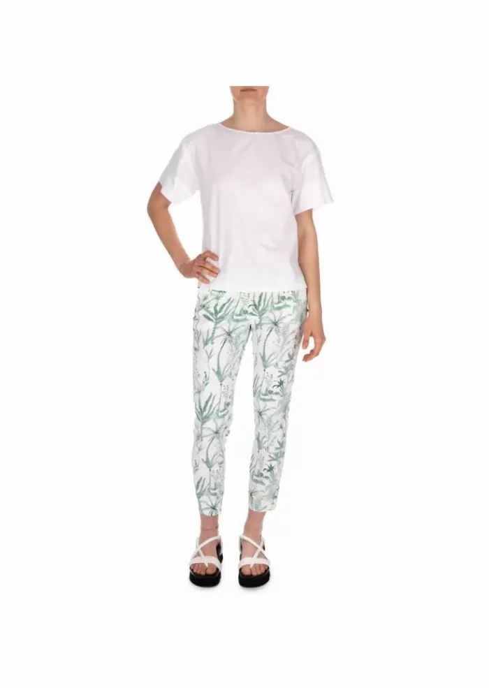 Clearance Mason'S | Pantaloni Jaqueline Capri Bianco Verde Pantaloni