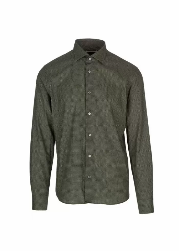 Flash Sale | Camicia Luca Cotone Micro Pattern Verde Camicie