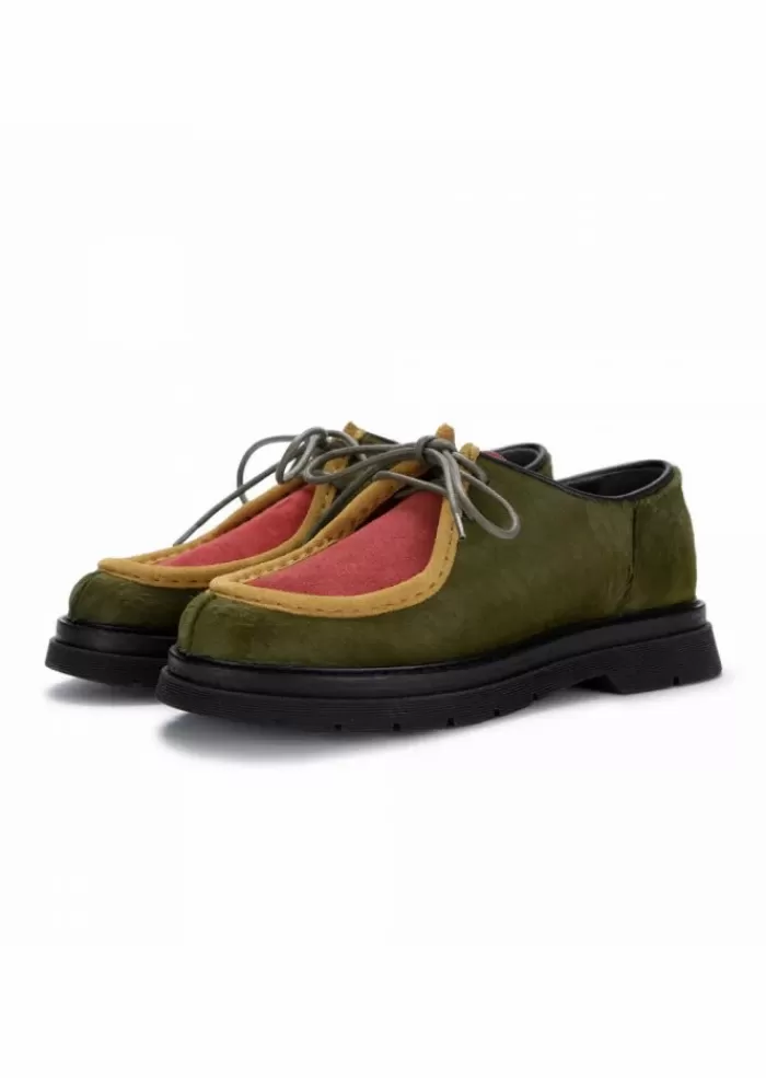 Online | Scarpe Creeper Scamosciato E Cavallino Verde Rosso Scarpe Basse