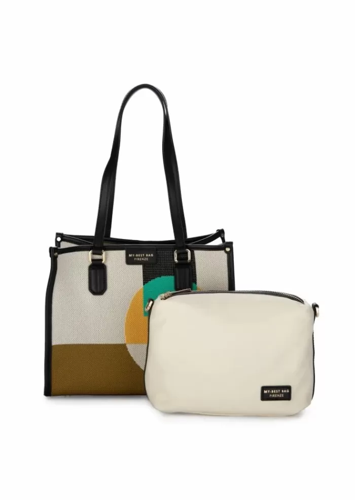 Store | Borsa A Spalla Bauhaus Bianco Marrone Giallo Tracolle