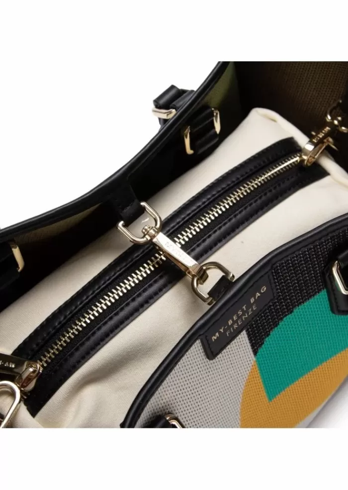 Store | Borsa A Spalla Bauhaus Bianco Marrone Giallo Tracolle