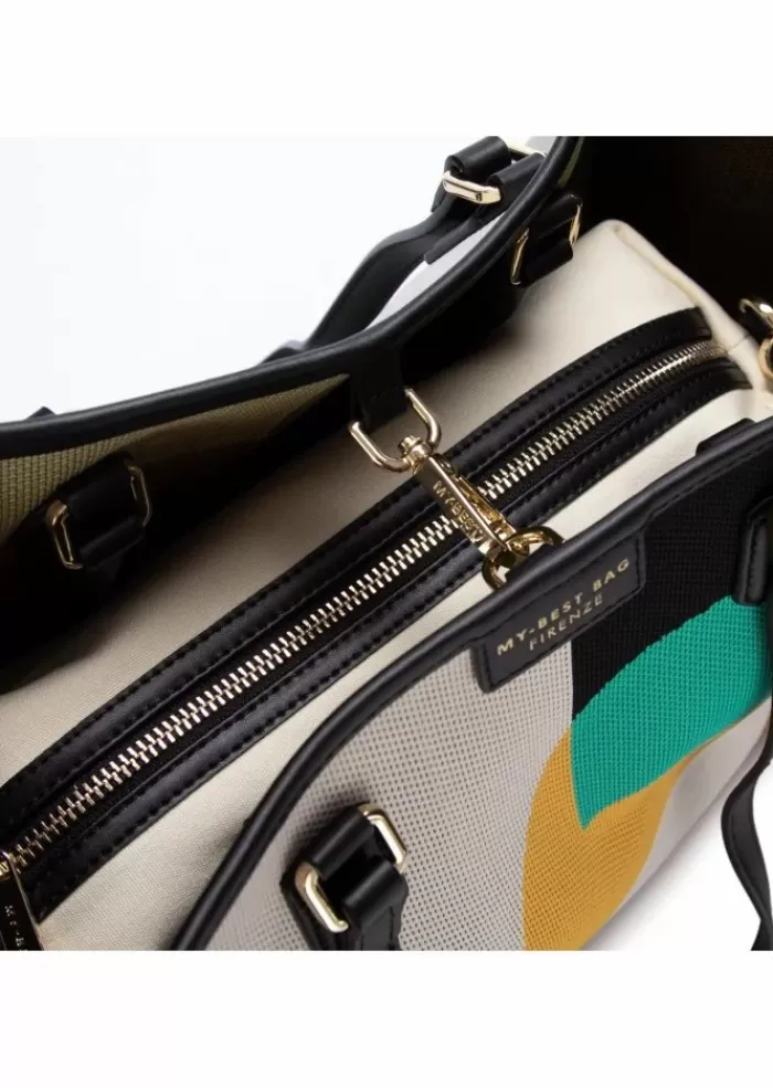 Cheap | Borsa Shopper Bauhaus Bianco Marrone Giallo Tracolle