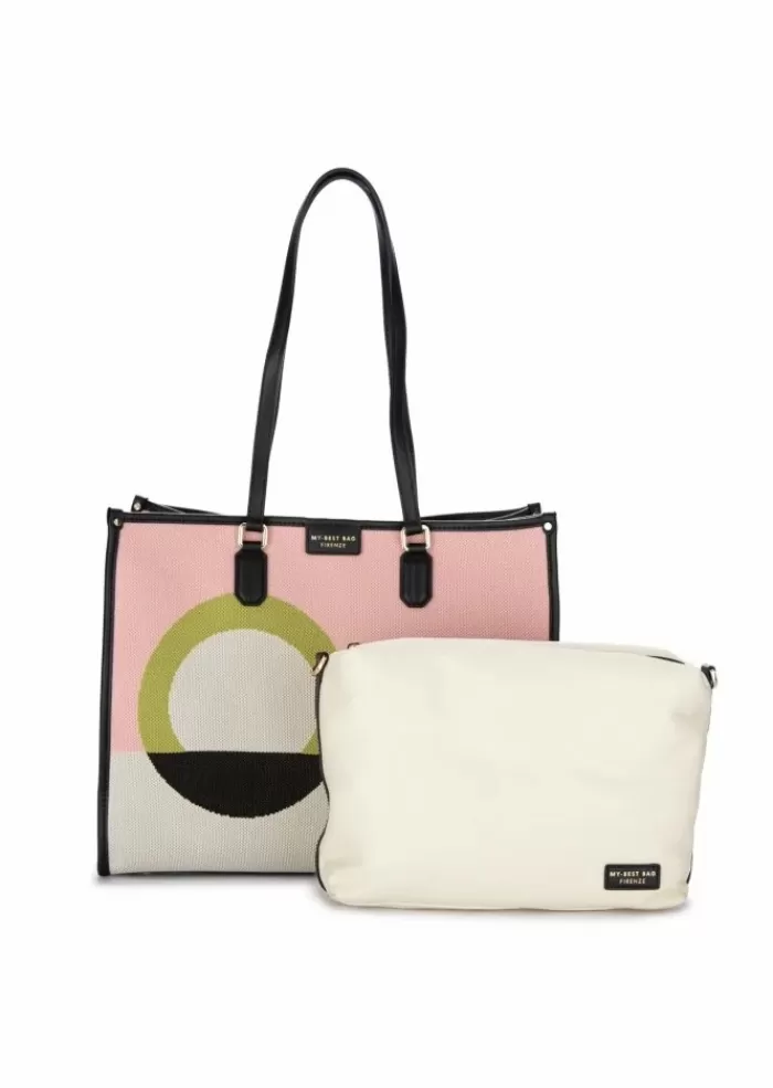 Fashion | Borsa Shopper Bauhaus Rosa Bianco Tracolle
