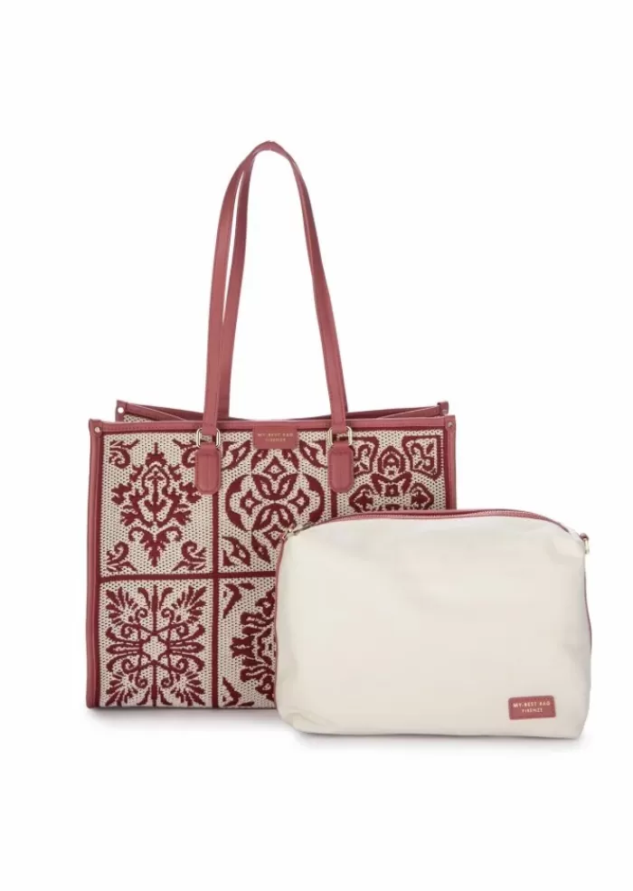 Cheap | Borsa Shopper Lisbona Mineral Rosso Bianco Tracolle