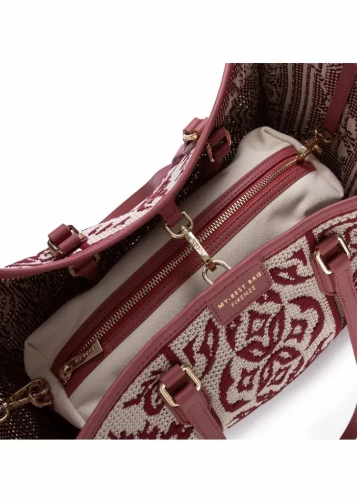 Cheap | Borsa Shopper Lisbona Mineral Rosso Bianco Tracolle