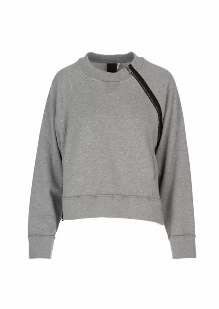 New | Felpa Cotone Zip Grigio Felpe