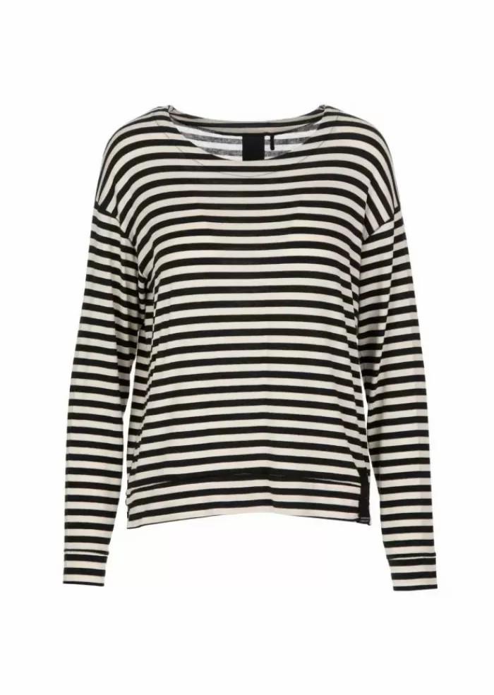 Cheap | Maglietta Lunga A Righe Nero Bianco Panna T-Shirts