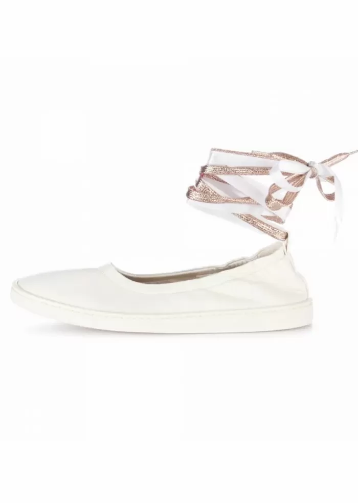 Best Sale | Ballerine Con Lacci Removibili Calf Bianco Ballerine