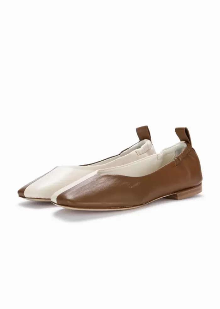 New Oronero | Ballerine Pelle Bicolore Marrone Bianco Ballerine