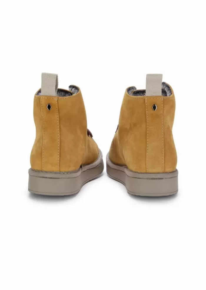 New | Sneakers Alte Scamosciate Con Lacci A Trama Larga Marroni Giallo Stivali