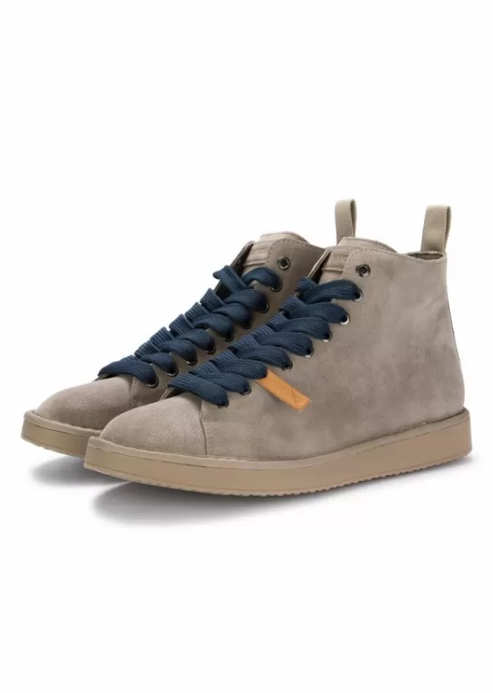 Outlet | Tronchetti Camoscio Grigio Chiaro Lacci Blu Sneakers