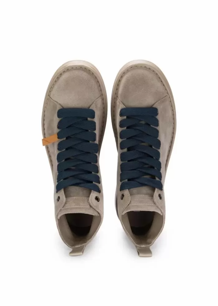 Outlet | Tronchetti Camoscio Grigio Chiaro Lacci Blu Sneakers