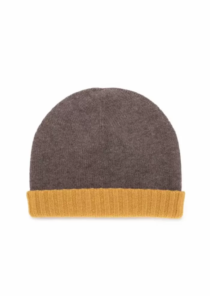 Clearance | Berretto Doubleface Marrone Giallo Cappelli