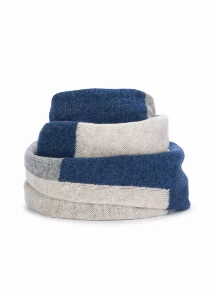 Outlet | Sciarpa Mondrian Cashmere Blue Beige Sciarpe