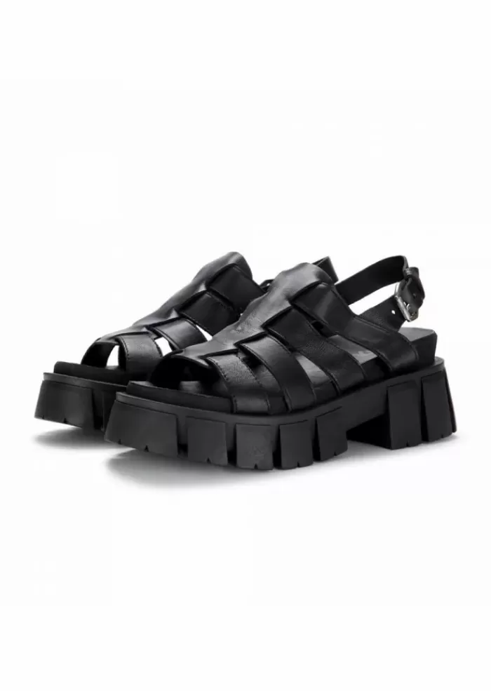 Flash Sale Sandali Platform Donna | P57004 Nero Suola Maxi Sandali