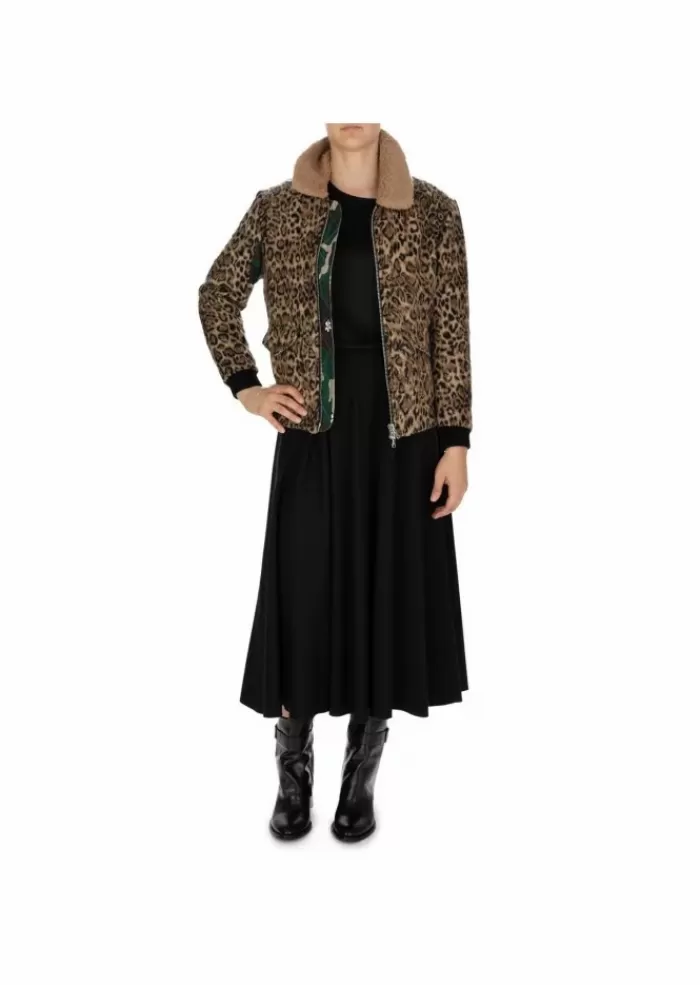 Clearance Since'Re Paris | Giacca Aviatore Leopardato Beige Nero Giacche