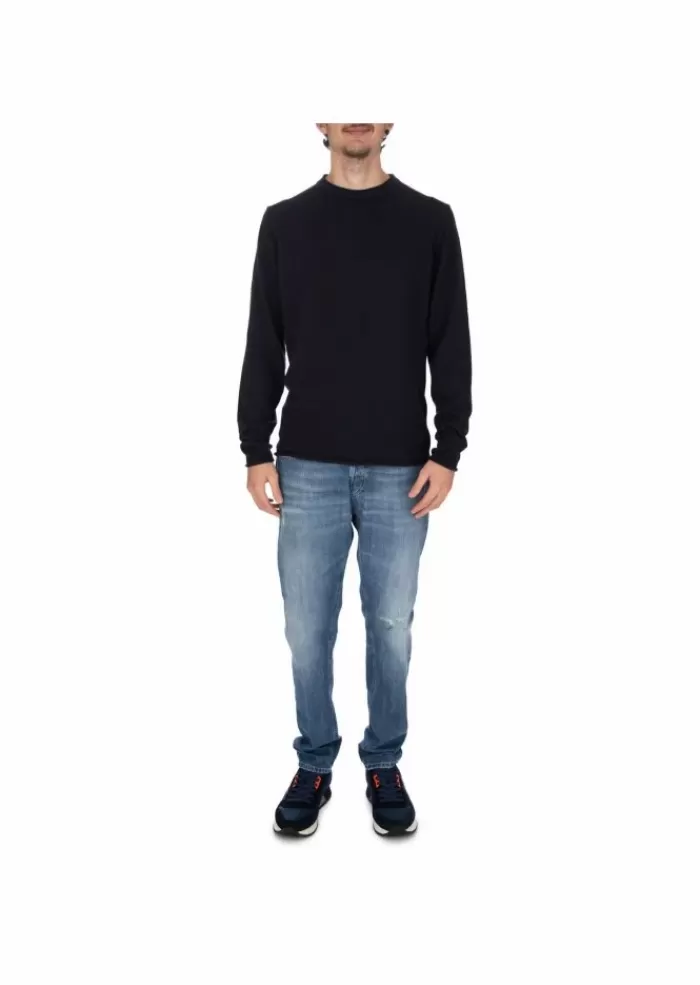 Shop Wool & Co | Maglione Taglio Vivo Blu Scuro Maglieria