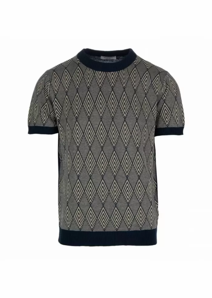 Best Sale Wool & Co | T-Shirt Rombi Cotone Blu Beige T-Shirts